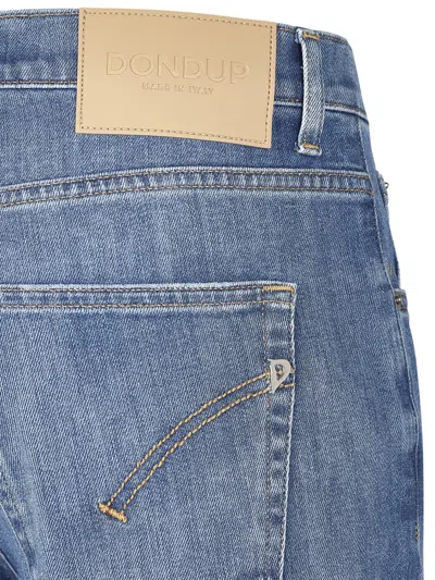 Dondup Wide-leg Trousers With Branded Leather Patch In Blue