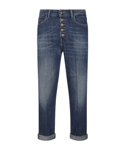 Dondup High-waisted Denim Trousers With Vintage Wash In Blue