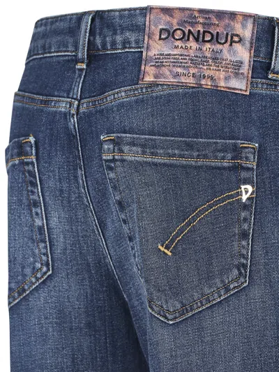 Dondup High-waisted Denim Trousers With Vintage Wash In Blue