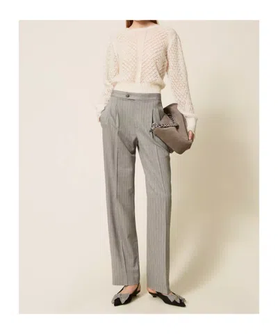 Twinset Twin-set Pinstripe Tailored Pants In Gray