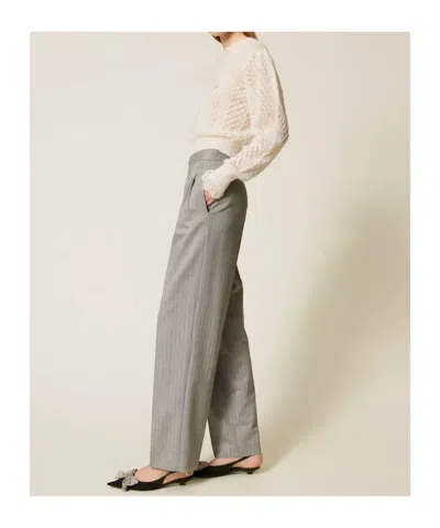 Twinset Twin-set Pinstripe Tailored Pants In Gray