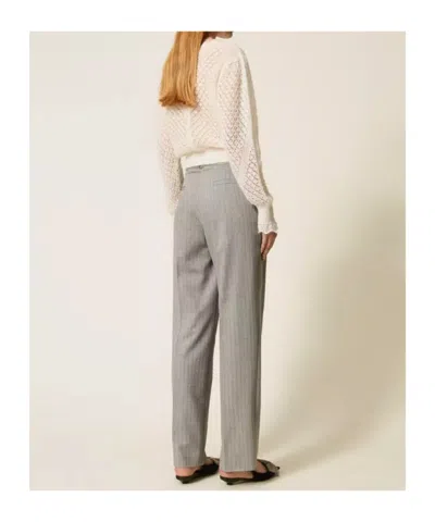 Twinset Twin-set Pinstripe Tailored Pants In Gray