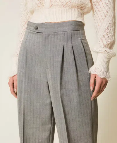 Twinset Twin-set Pinstripe Tailored Pants In Gray