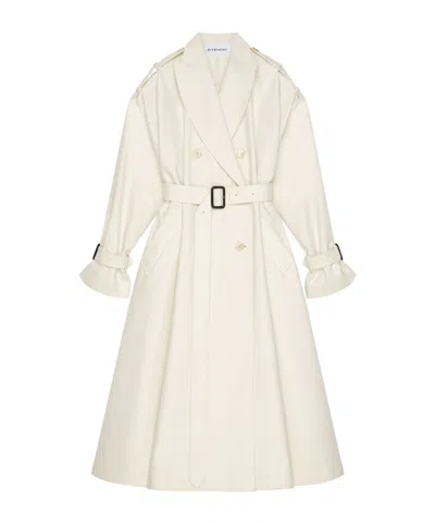 Givenchy Womens Double-breasted Belted Double Cotton-twill Trench Coat Ivory In White
