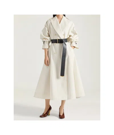 Givenchy Womens Double-breasted Belted Double Cotton-twill Trench Coat Ivory In White