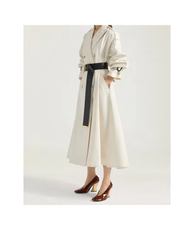 Givenchy Womens Double-breasted Belted Double Cotton-twill Trench Coat Ivory In White
