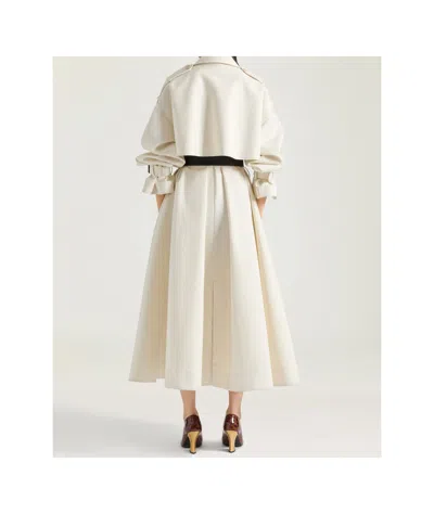 Givenchy Womens Double-breasted Belted Double Cotton-twill Trench Coat Ivory In White