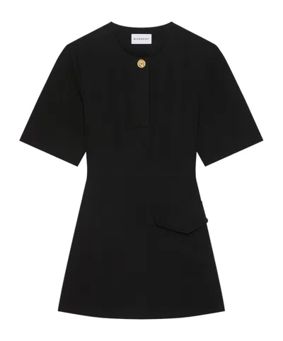 Givenchy Short-sleeve Patch-pocket Mini Cocoon Dress In Black