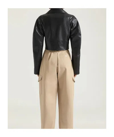 Givenchy Cropped Cocoon Biker Jacket In Leather In Black