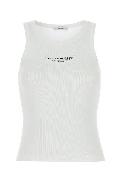 Givenchy Women Slim Tank Top With Logo Print In White