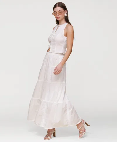 Avec Les Filles Women's Cotton Maxi Skirt In White