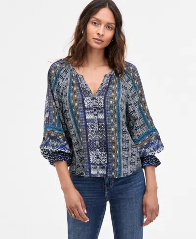 Liverpool Los Angeles Women's Printed Balloon-sleeve Button-front Blouse In Multi
