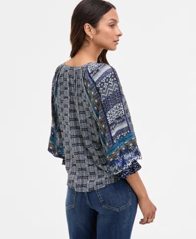 Liverpool Los Angeles Women's Printed Balloon-sleeve Button-front Blouse In Multi