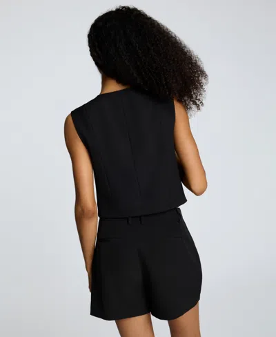 Kenneth Cole Luxe Twill Three Button Vest In Black