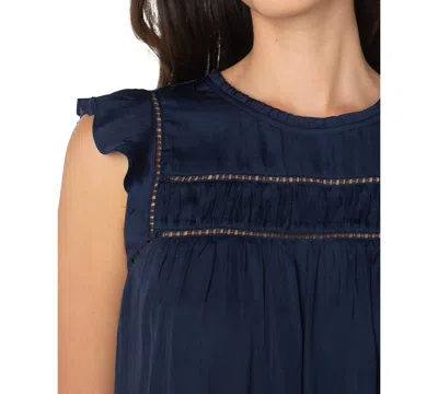 Liverpool Los Angeles Women's Flutter-sleeve Woven Blouse In Blue