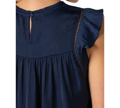 Liverpool Los Angeles Women's Flutter-sleeve Woven Blouse In Blue