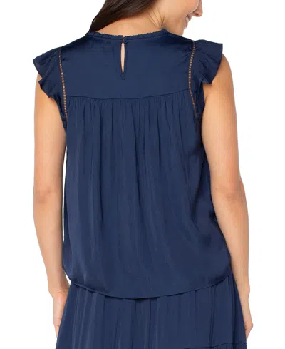 Liverpool Los Angeles Women's Flutter-sleeve Woven Blouse In Blue