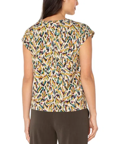 Liverpool Los Angeles Cap Sleeve Boatneck Top In Multi