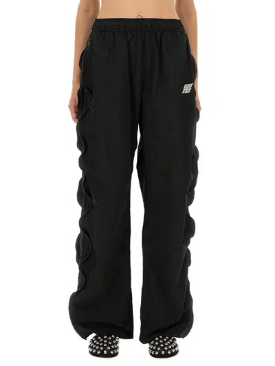 Alexander Wang T T By Alexander Wang Mid-rise Track Pants With Zipper In Black