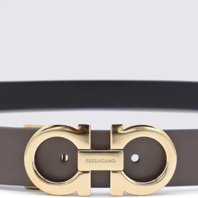 Ferragamo Adjustable Reversible Belt Gold-tone Buckle In Gray