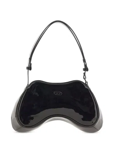 Diesel Play-glossy Shoulder Bag In Black