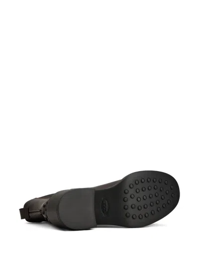 Tod's Leather Chelsea Boots Chunky Heel Pull Tab In Burgundy