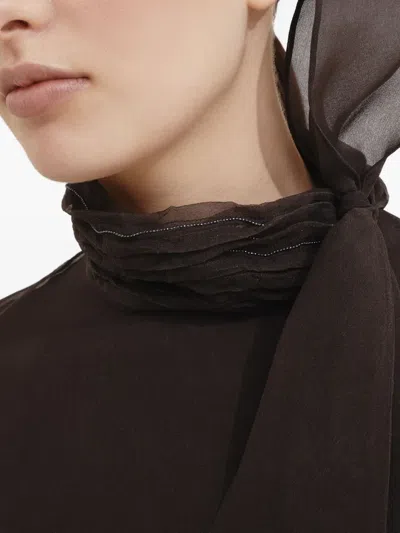 Brunello Cucinelli Self-portrait Knitted Dress In Brown