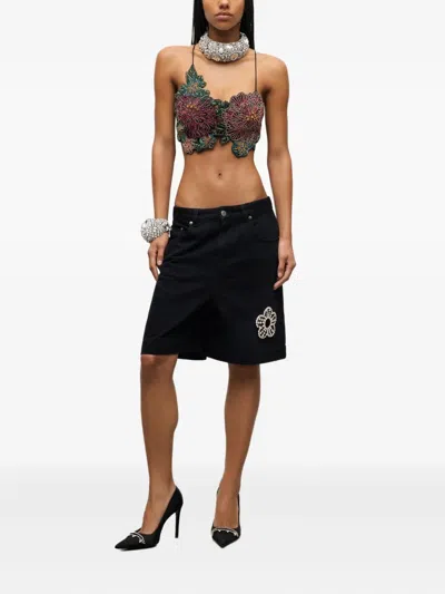 Area Crystal Flower Bra Top In Multi