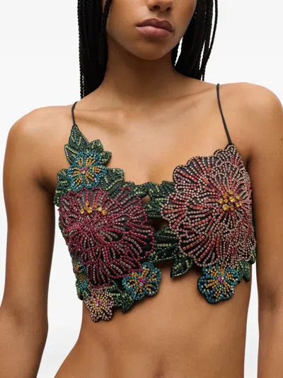 Area Crystal Flower Bra Top In Multi