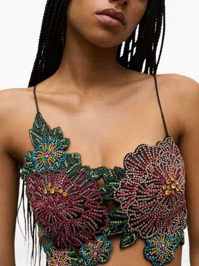 Area Crystal Flower Bra Top In Multi