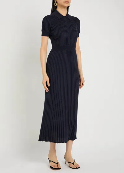 Gabriela Hearst Amor Knit Midi Dress In Dark Navy Cashmere Silk In Blue