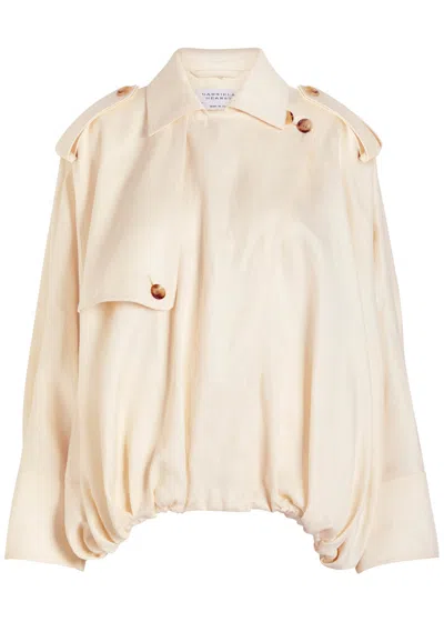 Gabriela Hearst Hunt Drawstring Linen Trench Jacket In Neutral