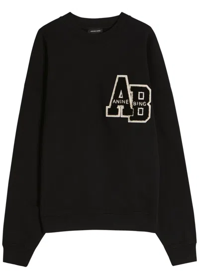 Anine Bing Miles Letterman Oversized Sweatshirt In Black