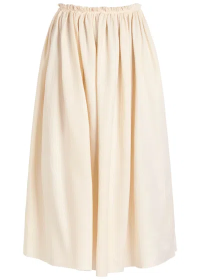 Gabriela Hearst Chiara Pleated Midi Skirt In Ivory Textured Linen In White