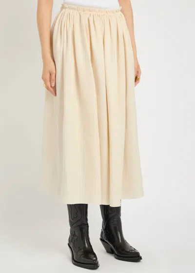 Gabriela Hearst Chiara Pleated Midi Skirt In Ivory Textured Linen In White