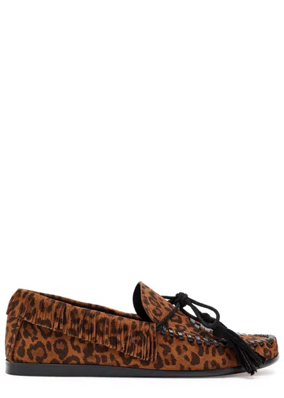 Isabel Marant Étoile Fitza Fringed Leopard Suede Loafers In Animal Print