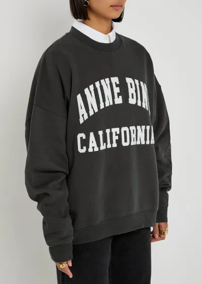 Anine Bing Women's Miles Branded-print Cotton Sweatshirt Black In Green