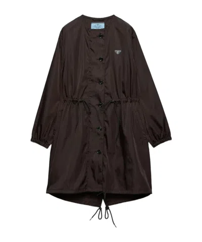 Prada Long Sleeve Windbreaker In Brown