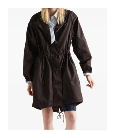 Prada Long Sleeve Windbreaker In Brown