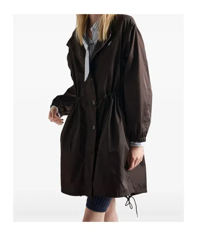 Prada Long Sleeve Windbreaker In Brown