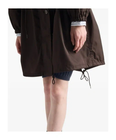 Prada Long Sleeve Windbreaker In Brown