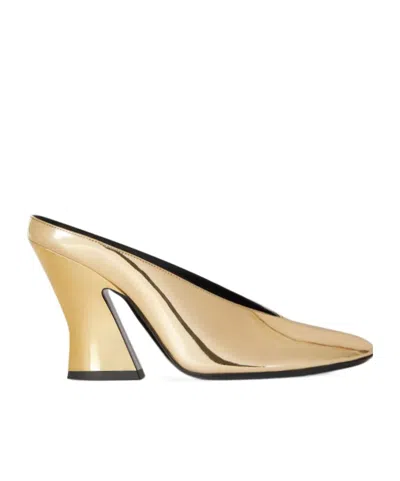 Givenchy Mule With Sculpted Heel In Leather Mirror Effect In Gold