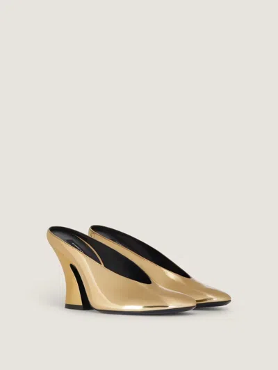 Givenchy Mule With Sculpted Heel In Leather Mirror Effect In Gold