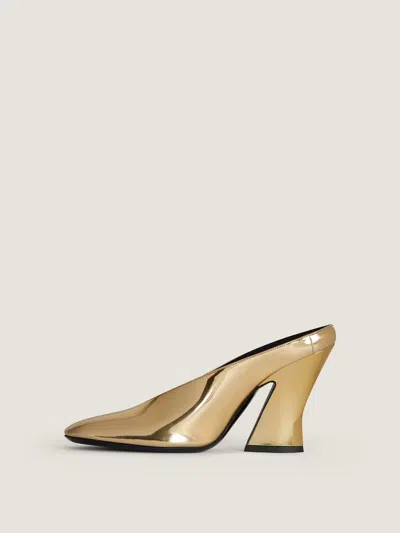Givenchy Mule With Sculpted Heel In Leather Mirror Effect In Gold
