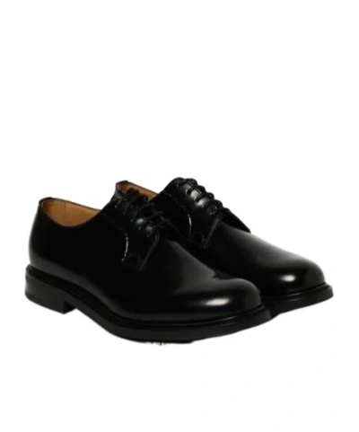 Church's Polished Black Leather Derby Shoes With Rounded Toe