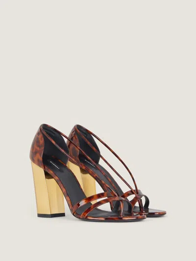 Givenchy Block Heeled Sandals In Tortoise Shell Patent Leather In Multi