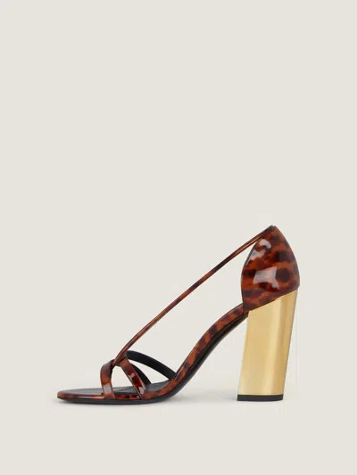 Givenchy Block Heeled Sandals In Tortoise Shell Patent Leather In Multi