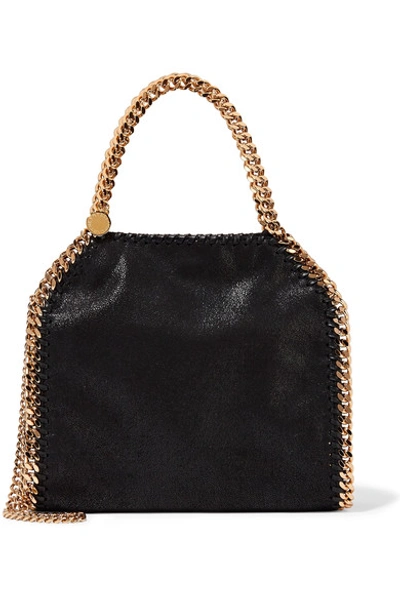 Stella Mccartney The Falabella Mini Faux Brushed-leather Shoulder Bag In Black
