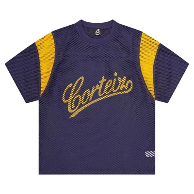 Pre-owned Corteiz Open Mesh Panel Jersey 'navy/yellow' | Blue | Men's Size Xl