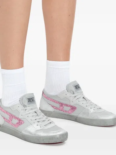 Diesel Low-top Glitter Rubber Sole Sneakers In Gray